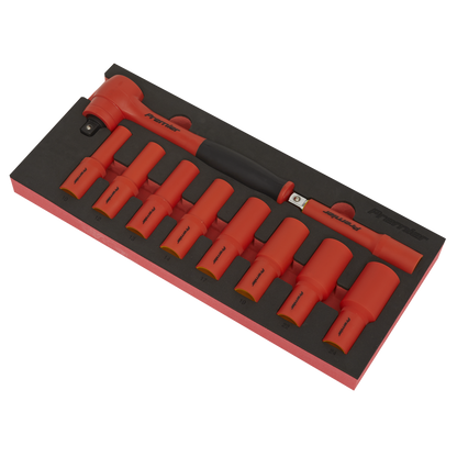 Premier Insulated Socket Set with Tool Tray 1/2"Sq Drive 10pc - VDE Approved