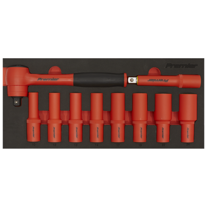 Premier Insulated Socket Set with Tool Tray 1/2"Sq Drive 10pc - VDE Approved