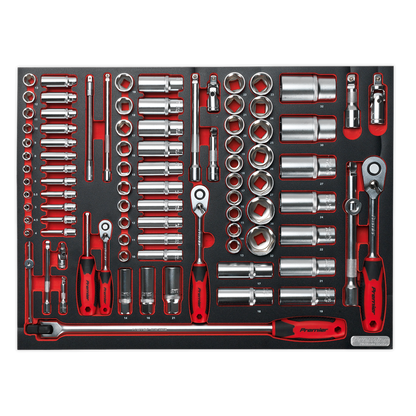 Premier Platinum Socket Set with Tool Tray 1/4", 3/8" & 1/2"Sq Drive 91pc