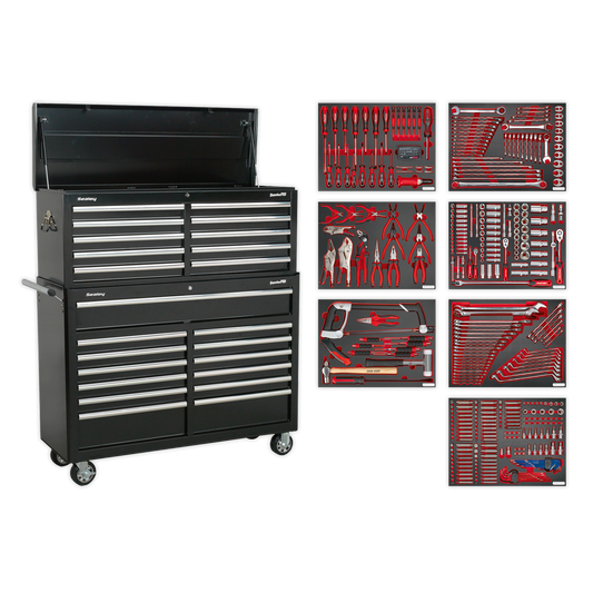 Superline PRO® Tool Chest Combination 23 Drawer with 446pc Tool Kit - Black