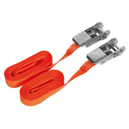 Self-Securing Ratchet Straps 25mm x 4.5m 500kg Breaking Strength - Pair