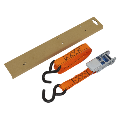 Ratchet Strap Polyester Webbing S-Hook with Corner Protector 25mm x 5m 600kg Breaking Strength