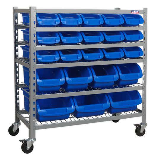Mobile Bin Storage System with 22 Bins