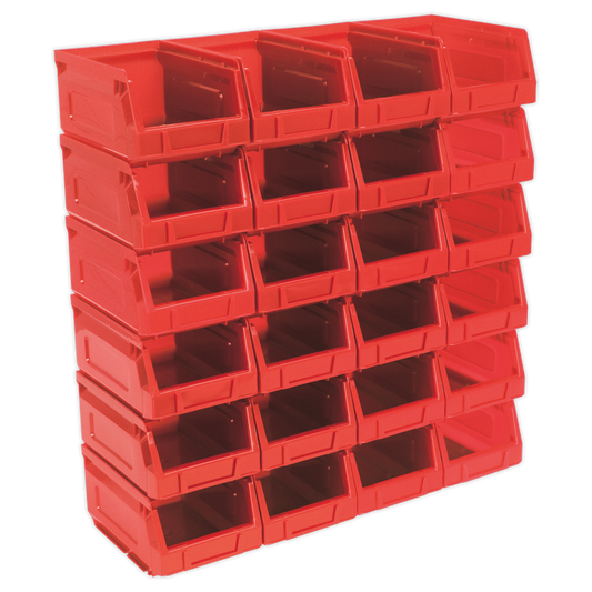 Plastic Storage Bin 105 x 165 x 85mm, Red - Pack of 24