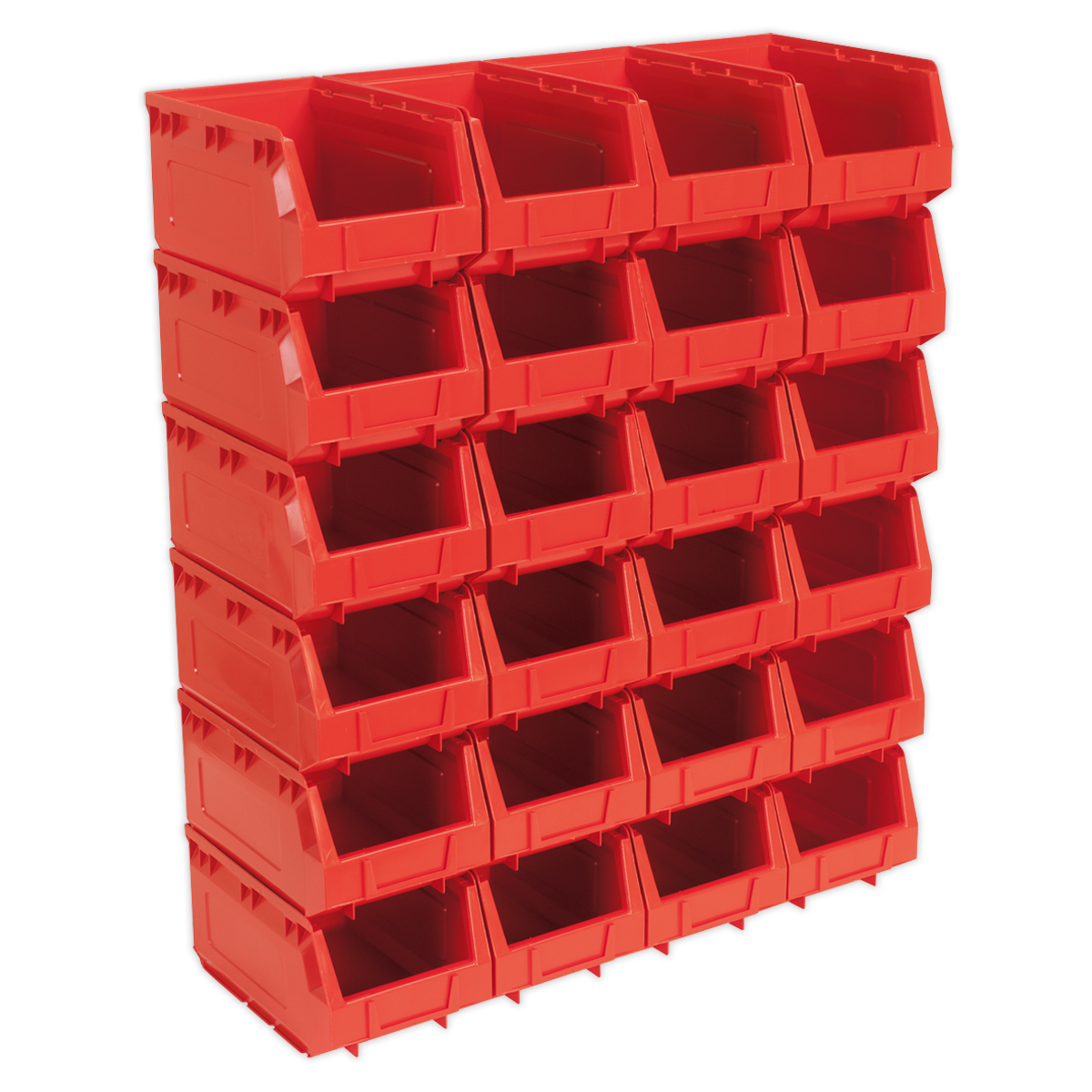 Plastic Storage Bin 150 x 240 x 130mm, Red - Pack of 24