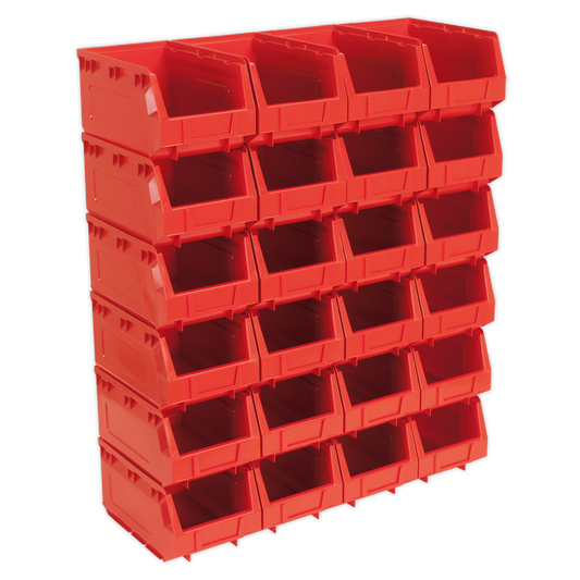 Plastic Storage Bin 150 x 240 x 130mm, Red - Pack of 24