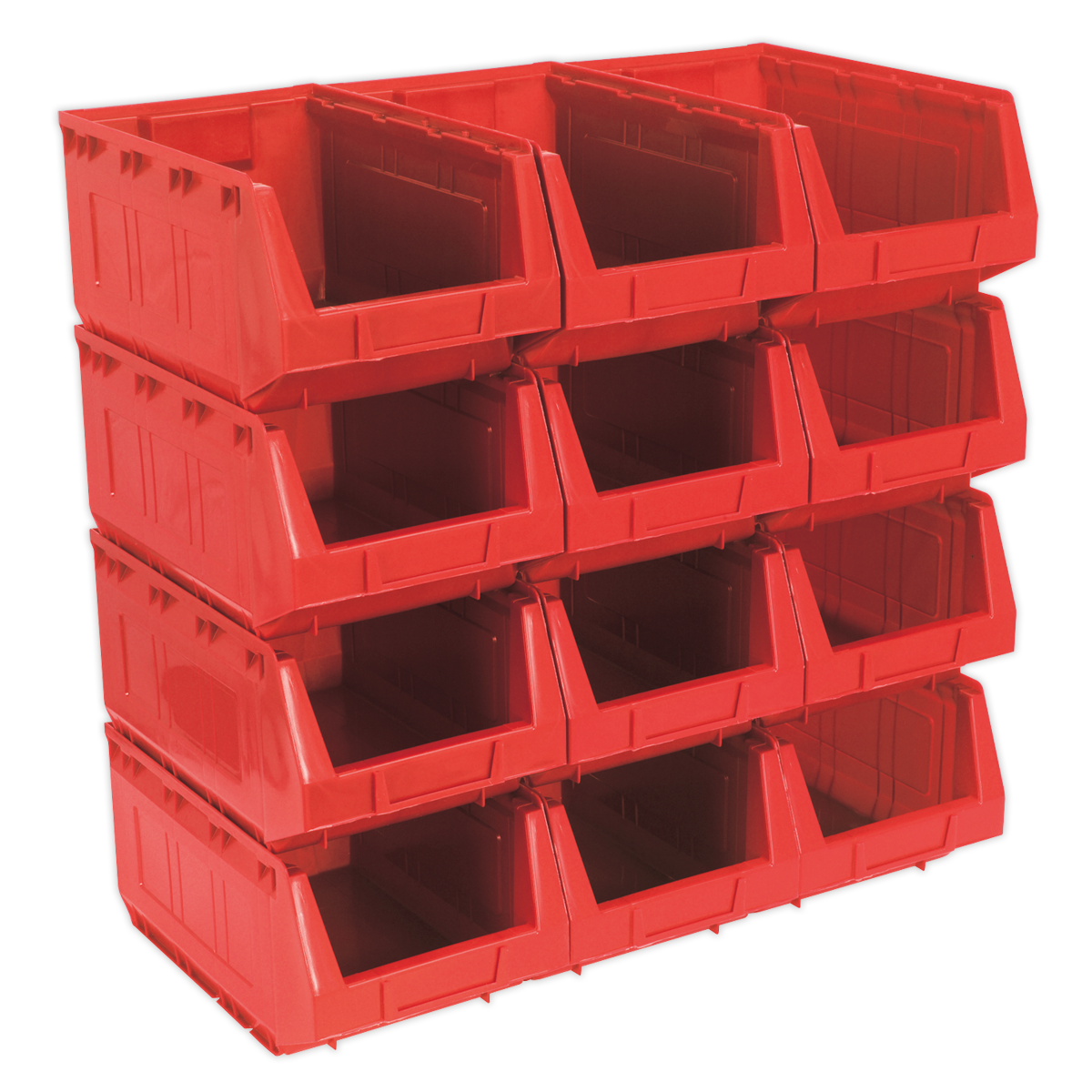Plastic Storage Bin 210 x 355 x 165mm, Red - Pack of 12