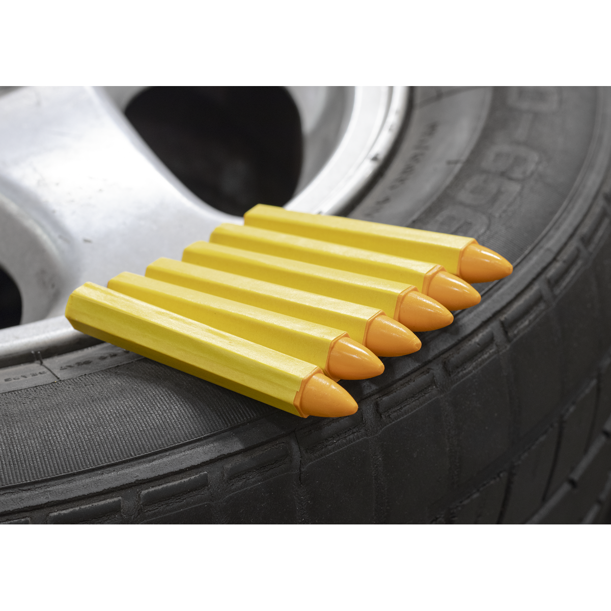 Tyre Marking Crayon, Yellow - Pack of 6