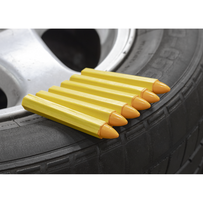 Tyre Marking Crayon, Yellow - Pack of 6