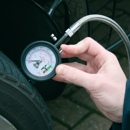 Tyre Pressure Gauge & Tyre Tread Depth Gauge with Flexible Hose 0-8bar(0-120psi)