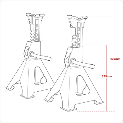Ratchet Type Axle Stands (Pair) 3 Tonne Capacity per Stand - Hi-Vis Green