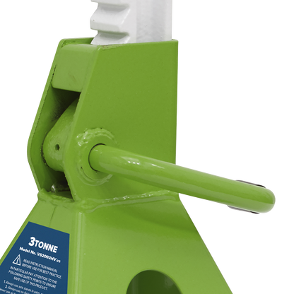 Ratchet Type Axle Stands (Pair) 3 Tonne Capacity per Stand - Hi-Vis Green