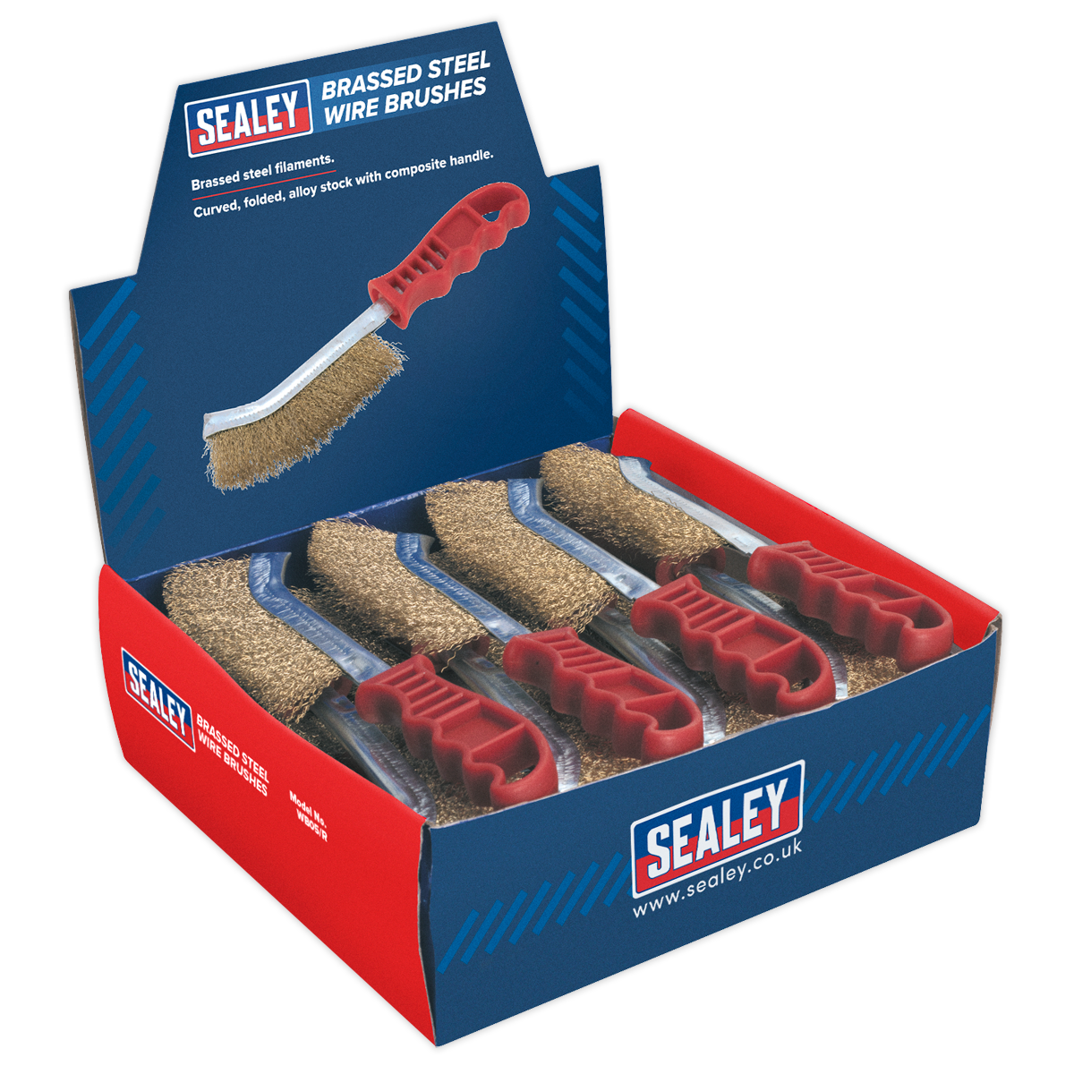 Wire Brush Brassed Steel Plastic Handle - Display Box of 24