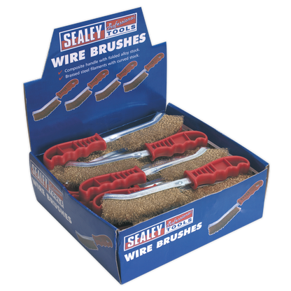 Wire Brush Brassed Steel Plastic Handle - Display Box of 24