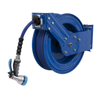 Heavy-Duty Retractable Water Hose Reel 15m 13mm ID Rubber Hose