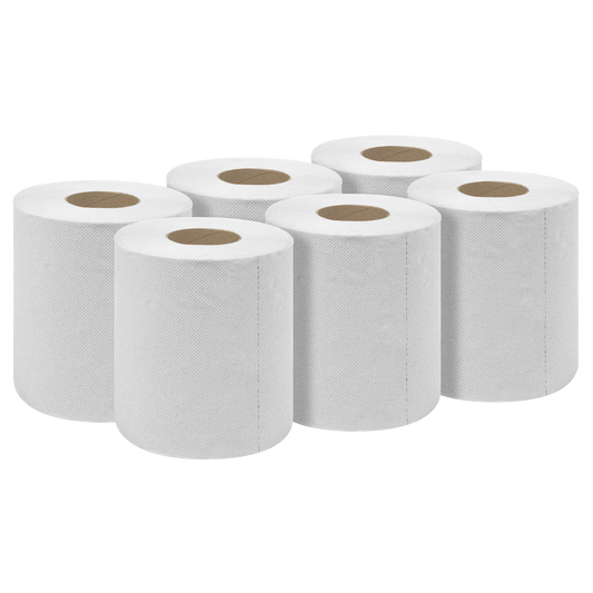 2-Ply Embossed White Paper Roll 60m - Pack of 6