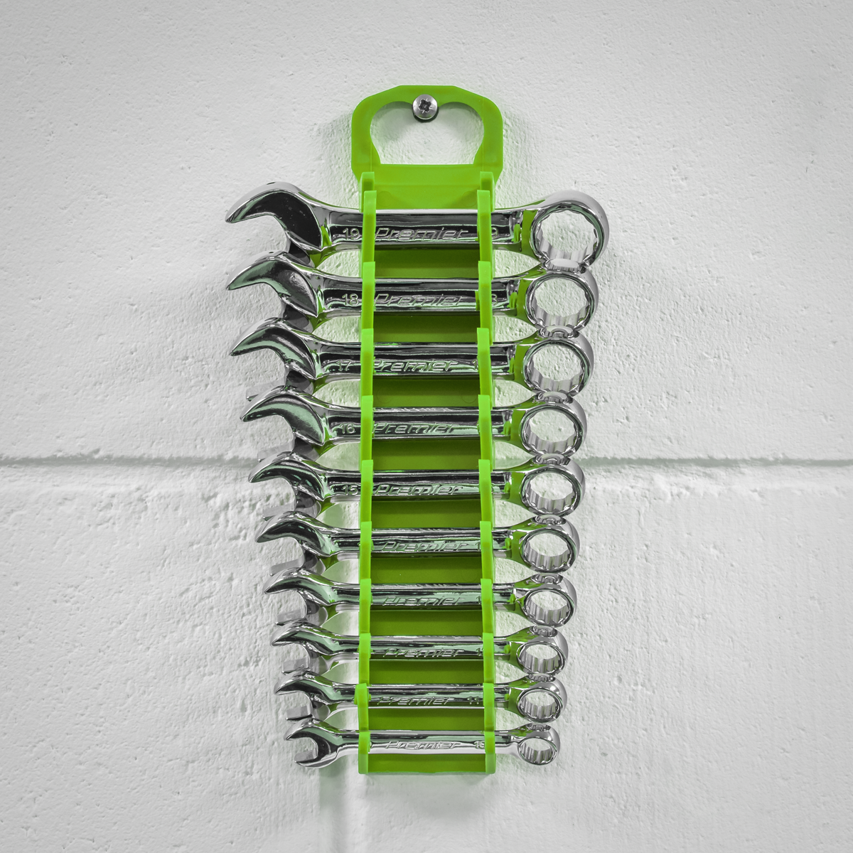 Premier Spanner Rack Capacity 10 Stubby Spanners - Hi-Vis Green