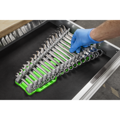 Premier Reversible Spanner Rack 16pc - Hi-Vis Green