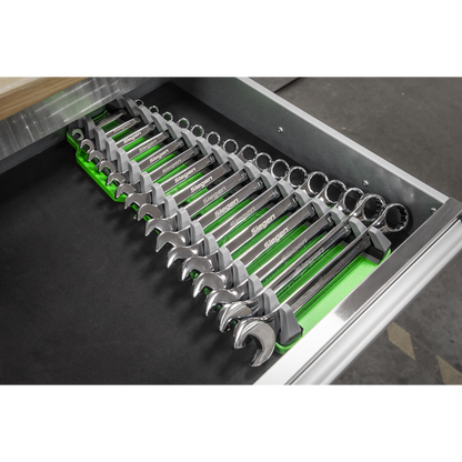 Premier Reversible Spanner Rack 16pc - Hi-Vis Green