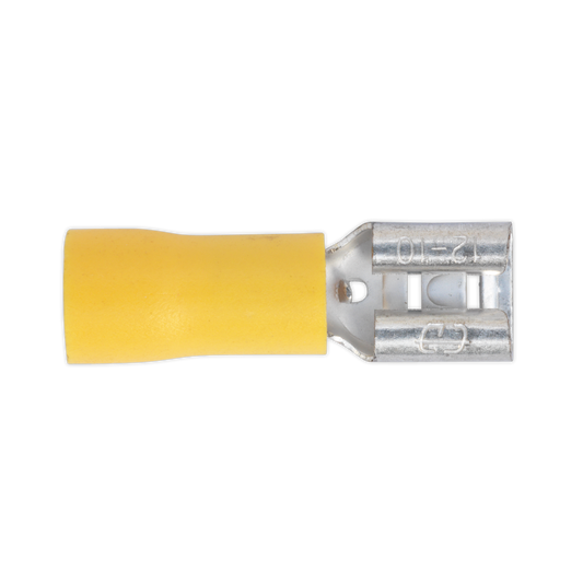 Push-On Female Terminal 6.3mm, Yellow - Pack of 100